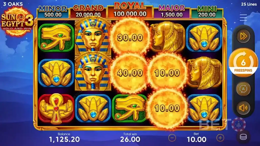 Функция Hold & Win в слоте Sun of Egypt 3 jackpot теперь активна