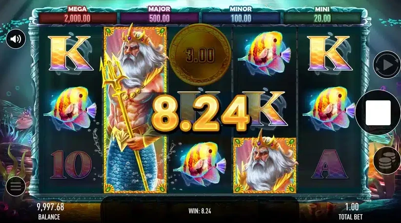 Schermata della slot Triton’s Realm con simboli marini e grafica dettagliata