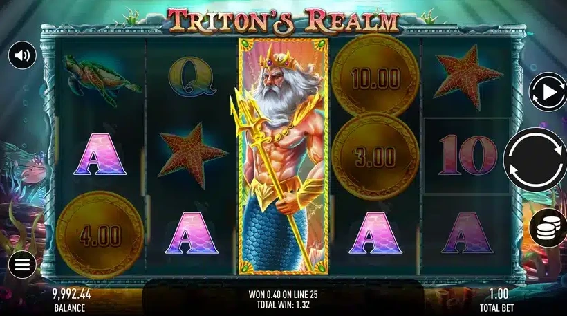 Funzione giri gratuiti attivata nella slot Triton’s Realm di Gamebeat