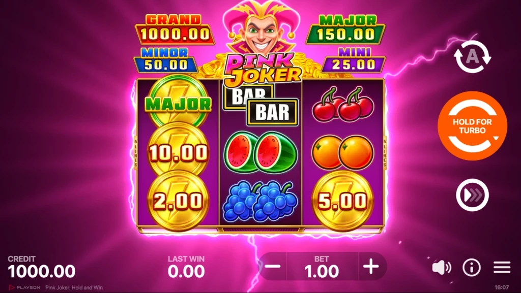 Функция Cash Collect запускается в слоте Pink Joker с отображением доступных джекпотов.