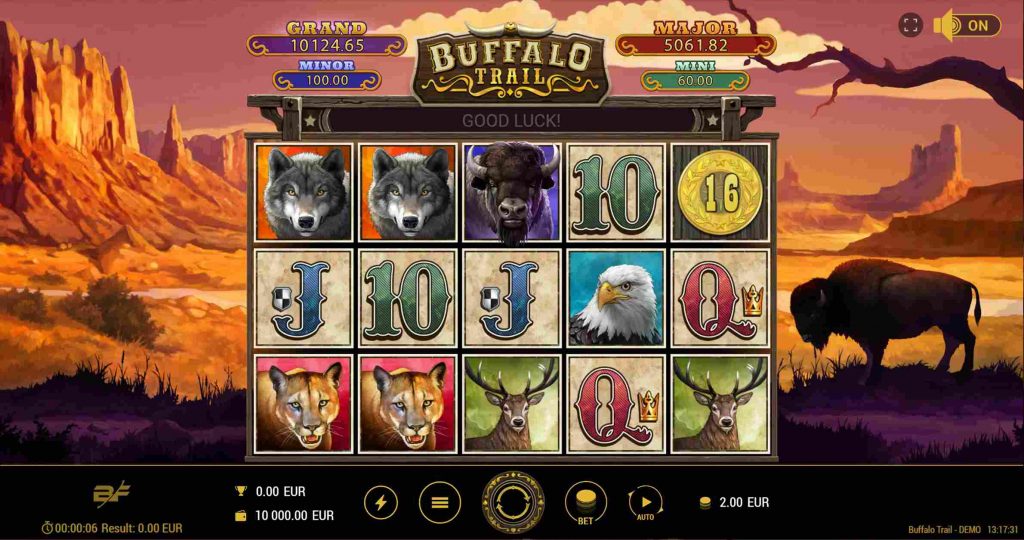 Funzione giri gratuiti attivata nella slot Buffalo Trail di GameBeat